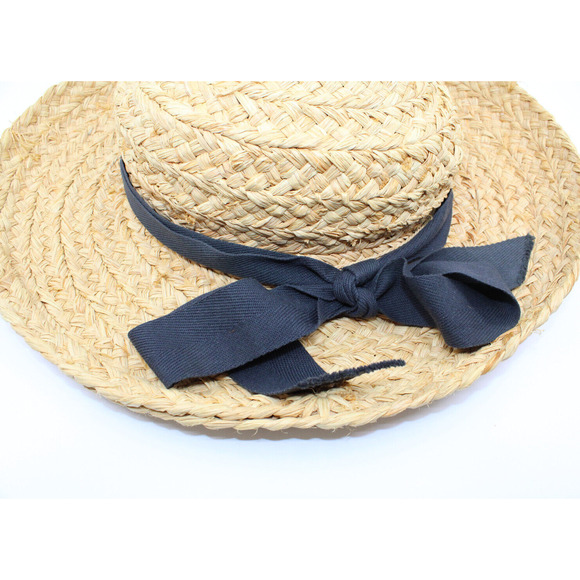 B0 Flawless HELEN KAMINSKI Classic Bretton Straw Natural Hat Summer Bow Flower - Picture 4 of 6